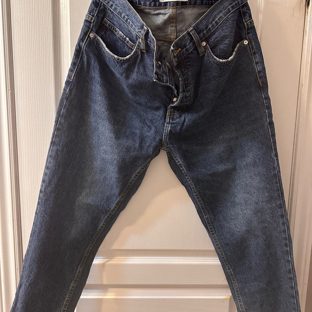Zara Men's Relaxed Dark Blue Denim Jeans